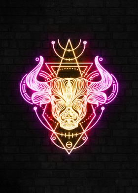 Taurus neon sign