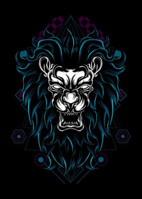 Lion Angry Sacred Geometry