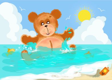Teddy bear at the beach