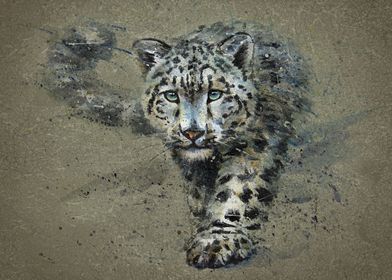 Snow Leopard watercolor