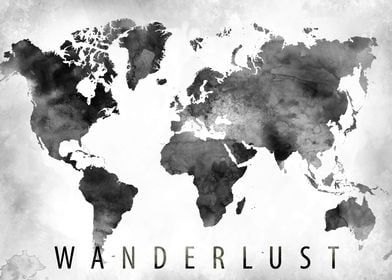 World Map Black White