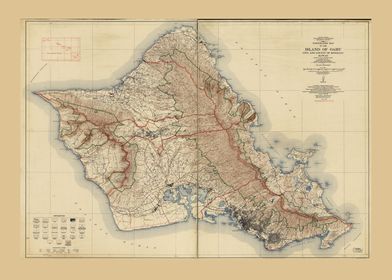 Oahu Hawaii Map 1938