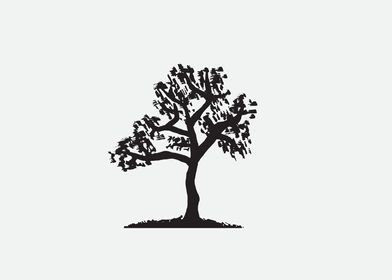 Tree Silhouette White