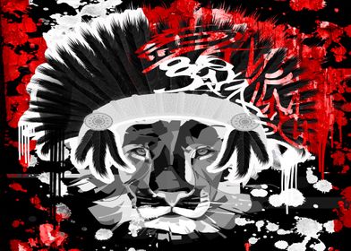 Abstract Lion Graffiti Art