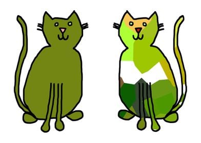 Pair of Green Cats