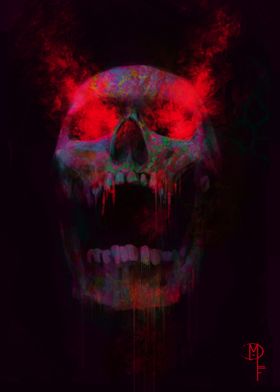 Red Flaming Skull