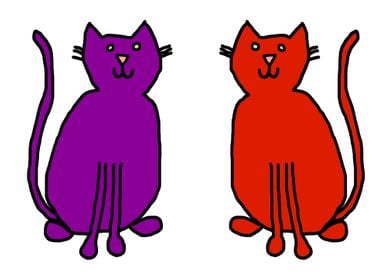 Purple and Red Cats