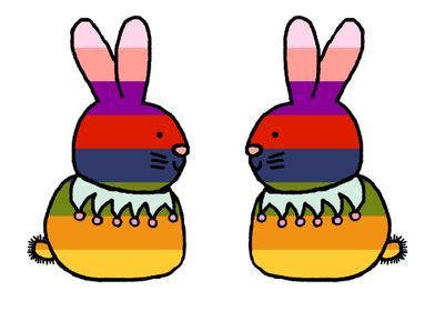 Pair of Rainbow Rabbits