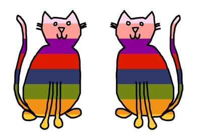 Pair of Rainbow Cats