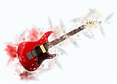 Red Electric Guitar Art