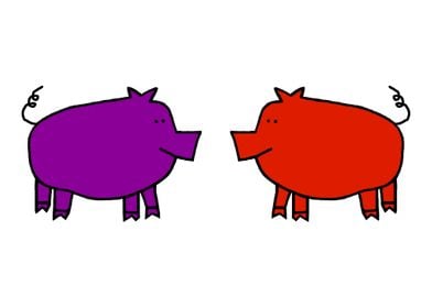 Purple and Red Pigs