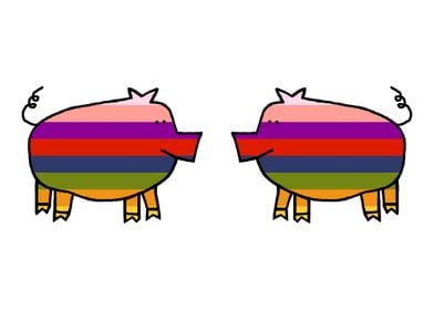 Pair of Rainbow Pigs