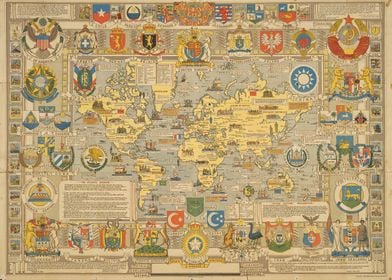 Vintage old map of World