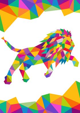 Lion Geometric Color