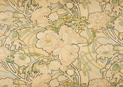 Alphonse Mucha Peonies