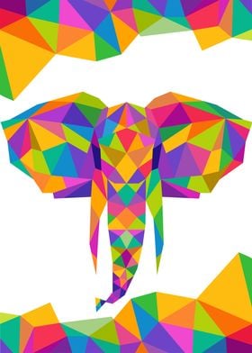 Elephant Geometric Color