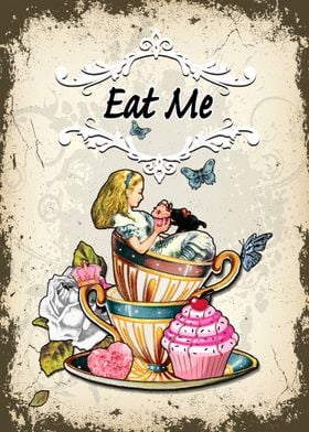 Alice In Wonderland Eat Me Poster Print By Ludo Enko Displate.
