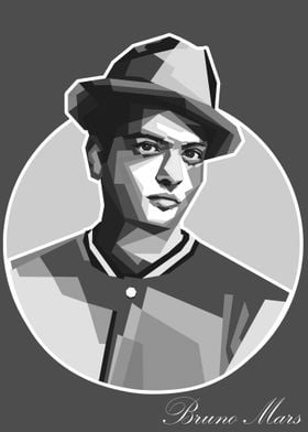 Bruno Mars Grayscale Art