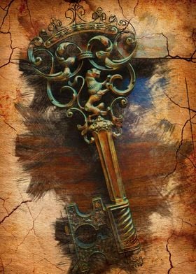 Steam Punk Old Key Lion