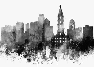 Philadelphia City Skyline Matte Finish Print on Metal 