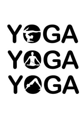 Yoga text with silhouette 