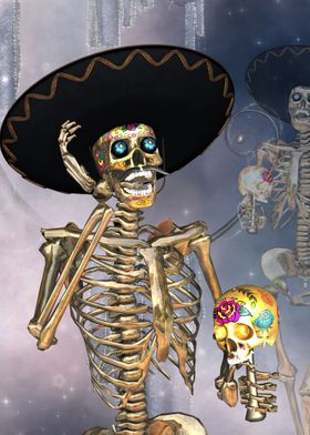 Funny sugar skull skeleton