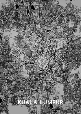 Kuala Lumpur Map Bw Poster By Mapsies Design Displate