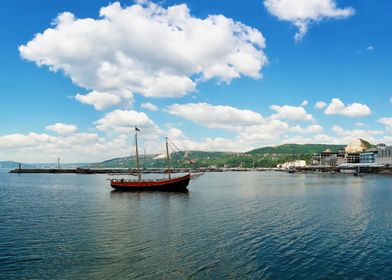 Sail boat floating