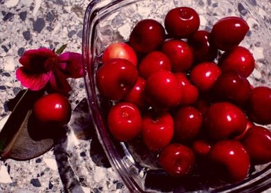 cherries in a bowl