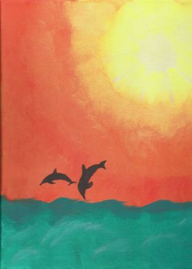 Dolphins in the sun