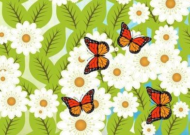 Daisies and butterflies