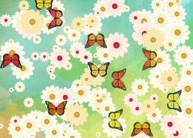 Daisies and butterflies