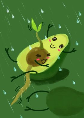 Avocado in the rain