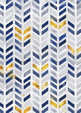 Blue Gold Chevron