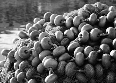 Fishing nets and buoys