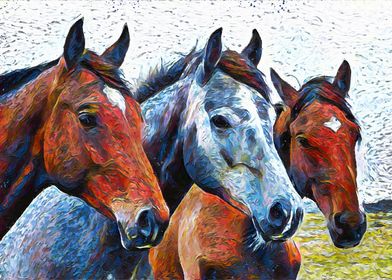 Horses Trio Painting