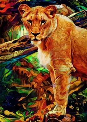 Lion in the Forest