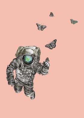 Astronaut with butterflies