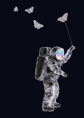 Astronaut and butterflies