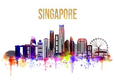 SINGAPORE CITY WATERCOLOR 