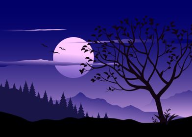 tree in the moonlight