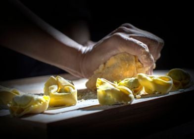 kneating pasta dough