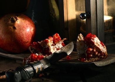 still life with pomegrante