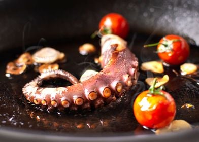 frying octopus