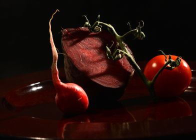 food still life in red