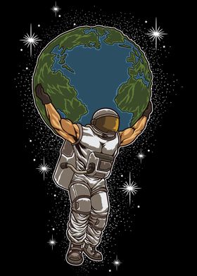 Astronaut Lifts The Globe