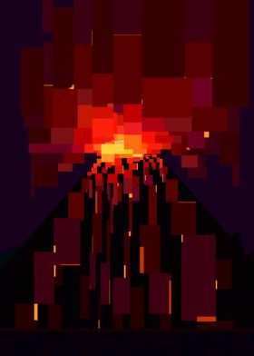 Cubist pixel volcan