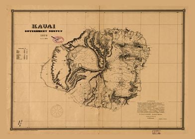 Kauai Island Map 1878