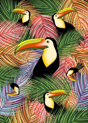 Toucans and Palm Leaves