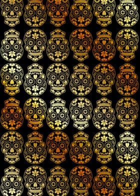 Golden calavera skulls